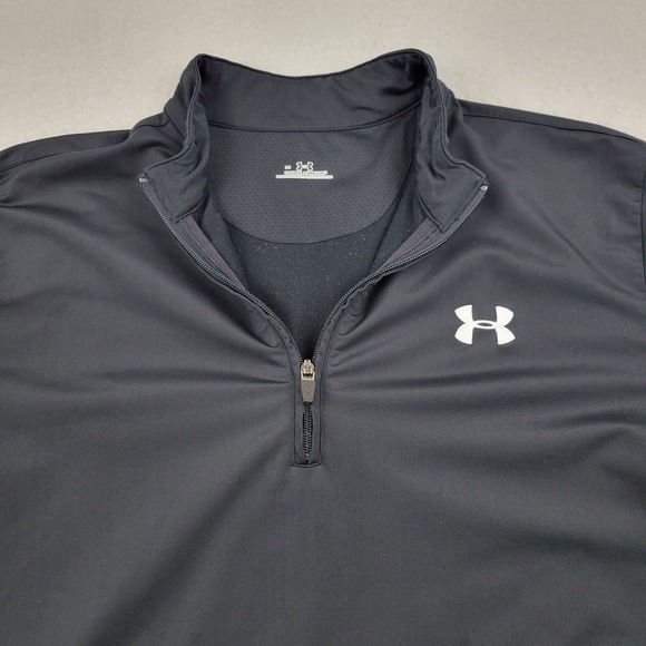 Under Armour ¼ Zip Pullover Sweatshirt Mens Large‎ L Black Distressed ***READ - Picture 1 of 12